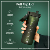 ION8 Recyclon Leak Proof Water Bottle, Dark Green, 750ml