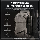 ION8 Recyclon Leak Proof Water Bottle, Black, 1L
