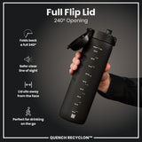 ION8 Recyclon Leak Proof Water Bottle, Black, 1L
