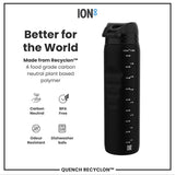ION8 Recyclon Leak Proof Water Bottle, Black, 1L