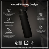 ION8 Recyclon Leak Proof Water Bottle, Black, 1L