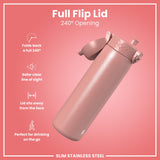ION8 Steel Slim Leak Proof Water Bottle, Ash Rose, 600ml
