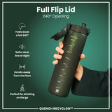 ION8 Recyclon Leak Proof Water Bottle, Dark Green, 1L
