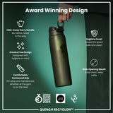 ION8 Recyclon Leak Proof Water Bottle, Dark Green, 1L