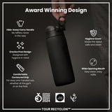ION8 Recyclon Leak Proof Water Bottle, Black, 750ml
