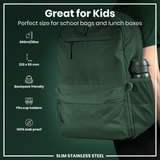 ION8 Leak Proof Slim Water Bottle, Stainless Steel, Dark Green, 600ml