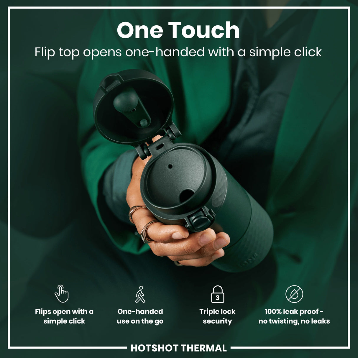 ION8 HotShot Insulated Steel Travel Mug, Dark Green, 360ml