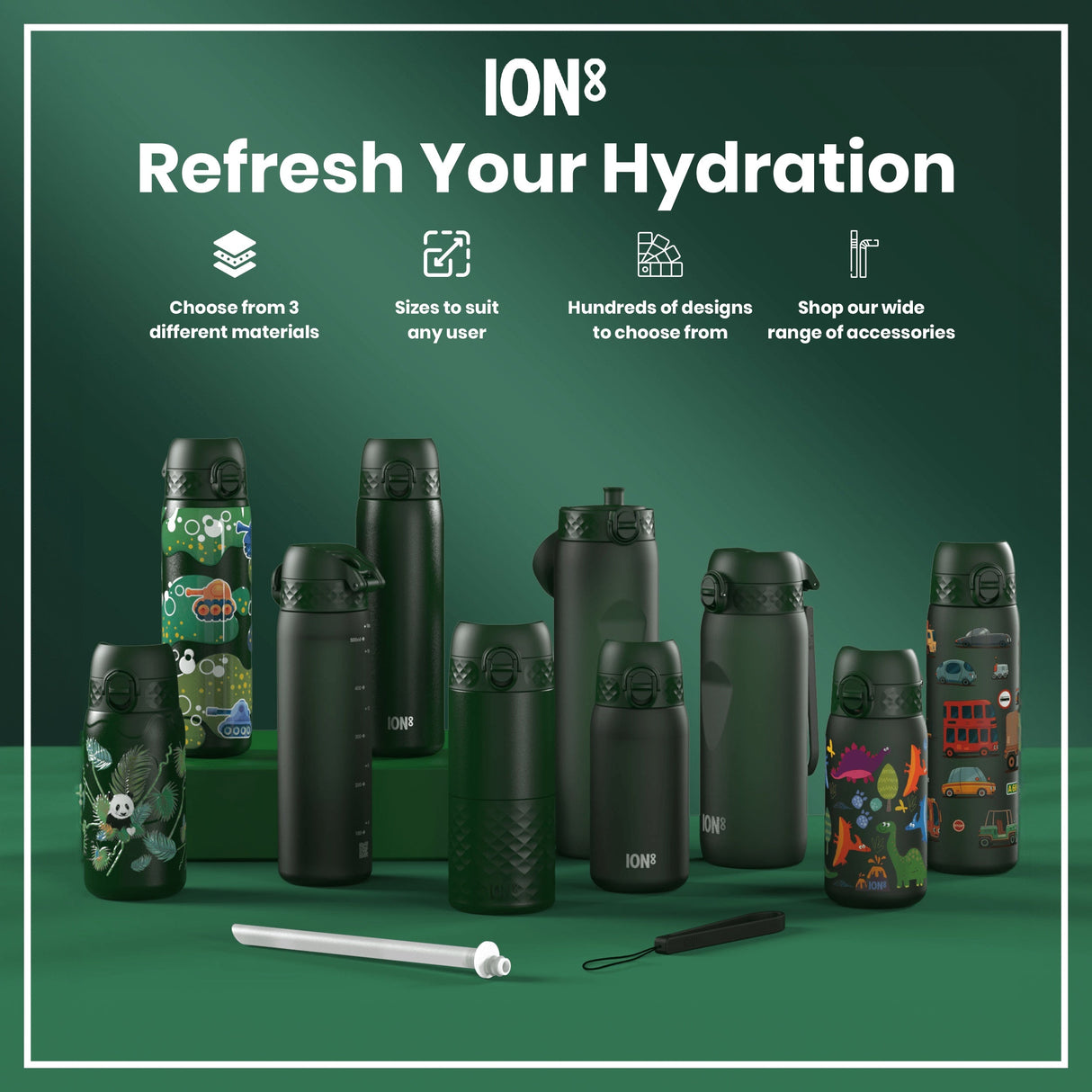 ION8 HotShot Insulated Steel Travel Mug, Dark Green, 360ml