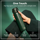 ION8 Leak Proof Slim Thermal Water Bottle, Insulated Steel, Dark Green, 500ml