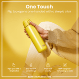 ION8 Steel Slim Leak Proof Water Bottle, Yellow, 600ml