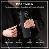 ION8 Recyclon Slim Leak Proof Water Bottle with Straw, Black, 500ml
