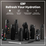 ION8 Recyclon Slim Leak Proof Water Bottle with Straw, Black, 500ml