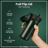 ION8 Leak Proof Thermal Water Bottle, Insulated Steel, Dark Green, 320ml