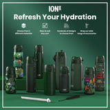 ION8 Leak Proof Thermal Water Bottle, Insulated Steel, Dark Green, 320ml