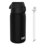 ION8 Recyclon Leak Proof Water Bottle with Straw, Black, 350ml