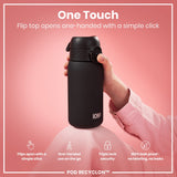 ION8 Recyclon Leak Proof Water Bottle with Straw, Black, 350ml