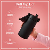 ION8 Recyclon Leak Proof Water Bottle with Straw, Black, 350ml