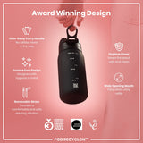ION8 Recyclon Leak Proof Water Bottle with Straw, Black, 350ml