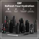 ION8 Recyclon Leak Proof Water Bottle with Straw, Black, 350ml