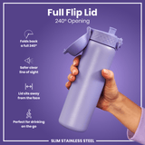 ION8 Steel Slim Leak Proof Water Bottle, Light Purple, 600ml