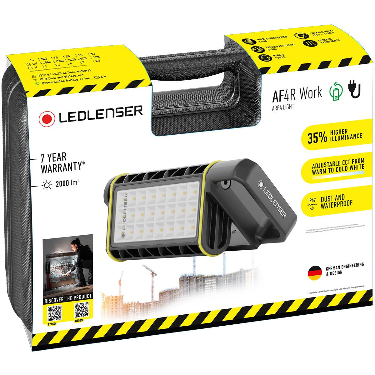 Ledlenser AF4R Work Area Light box with output table, IP67 and adjustable warm to cold white