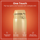ION8 Leak Proof 1 Litre Water Bottle, Stainless Steel, Desert, 1L