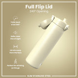 ION8 Steel Slim Leak Proof Water Bottle, Creamy White, 600ml