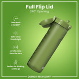 ION8 Recyclon Leak Proof Water Bottle, Khaki Green, 1L