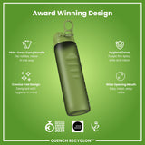 ION8 Recyclon Leak Proof Water Bottle, Khaki Green, 1L
