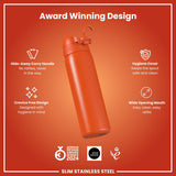 ION8 Steel Slim Leak Proof Water Bottle, Hearty Orange, 600ml