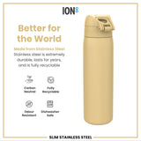 ION8 Steel Slim Leak Proof Water Bottle, Desert, 600ml