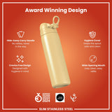 ION8 Steel Slim Leak Proof Water Bottle, Desert, 600ml