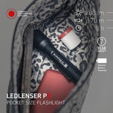 Ledlenser P5 pocket torch inside a handbag