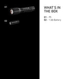 What is in the box with the Ledlenser P5: torch and AA battery