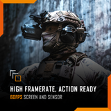 Nightfox Prowl 2 Monocular Night Vision Goggles - helmet mounted with G24 dovetail adaptor