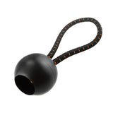 Single black bungee ball with its loop, from the Green/Brown L-Grade Tarpaulin with 10 x 4" Bungee Balls (Black)