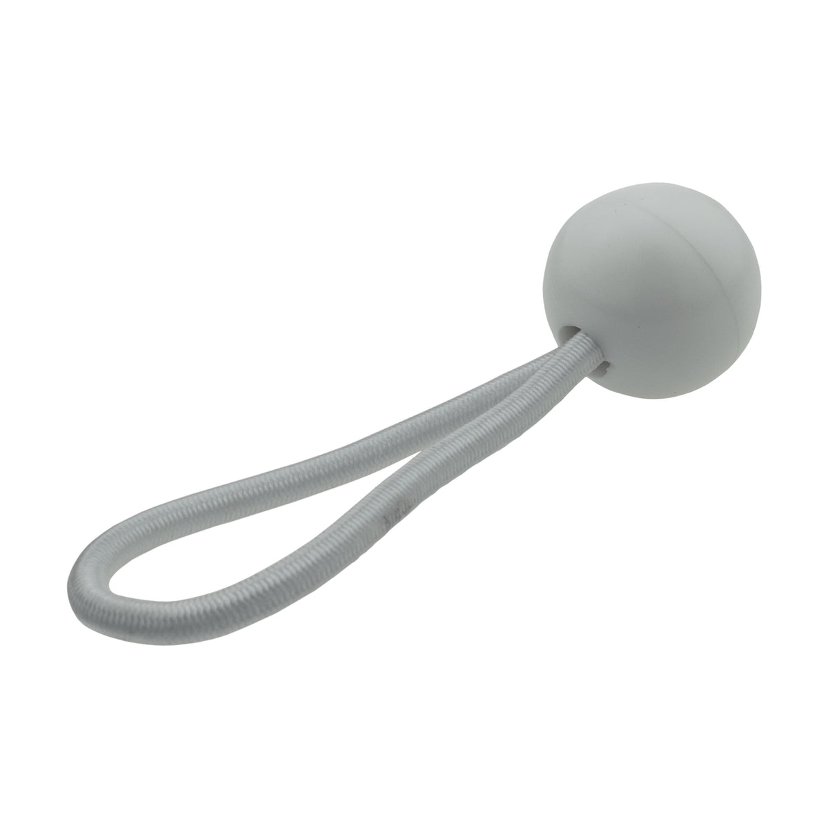Single 4 inch white bungee ball and loop from the Green/Brown L-Grade Tarpaulin with 20 x 4" Bungee Balls (White)