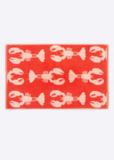 Anorak Lobsters Organic Cotton Towel - Coral and pink bath mat flat lay