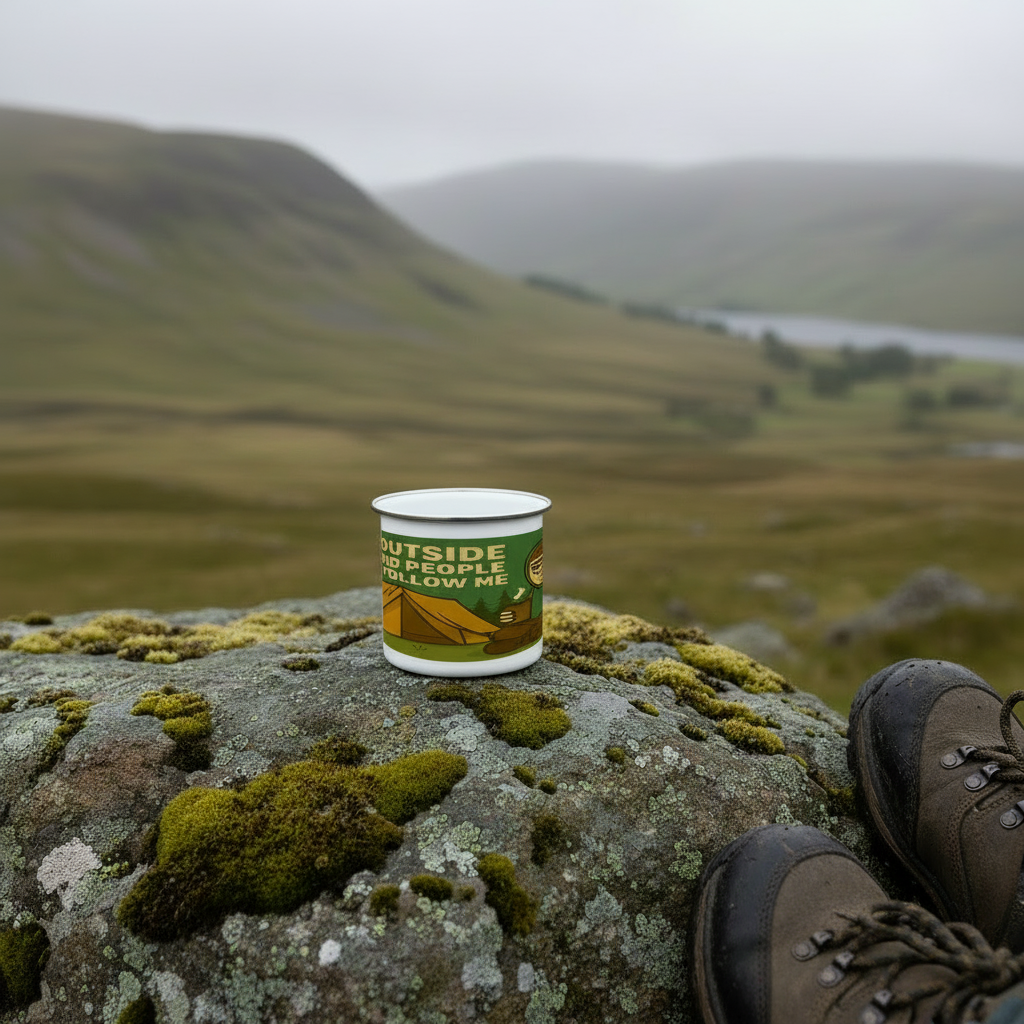 I Go Outside to Avoid People Enamel Mug 12oz – for Him