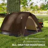 Outsunny 3-4 Person Camping Tent - Brown & Khaki groundsheet detail