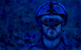 Nightfox Swift Night Vision Goggles - helmet mounted in use