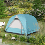 Outsunny 3-4 Person Camping Tent - Navy Blue & Light Blue stakes ropes and accessories