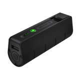 Ledlenser FLEX5 power bank lying flat, showing the USB-A port, green power button and charge level lights