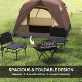 Outsunny 3-4 Person Camping Tent - Brown & Khaki interior mesh window