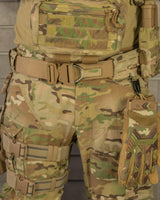 MilSpec Tailor Laser Cut Gen3 War Belt in Crye Multicam from the front while in use