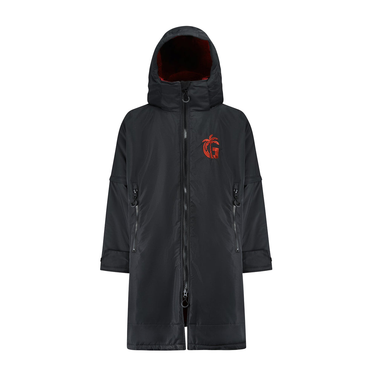 Gumbies S-Cape Changing Robe - Black & Burgundy colourway front