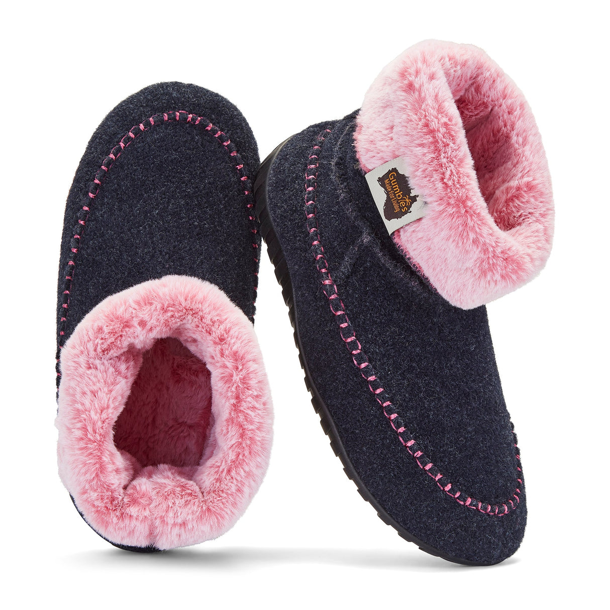 Gumbies Ossa High Slipper Boots - Women's Navy & Pink alternate view 2