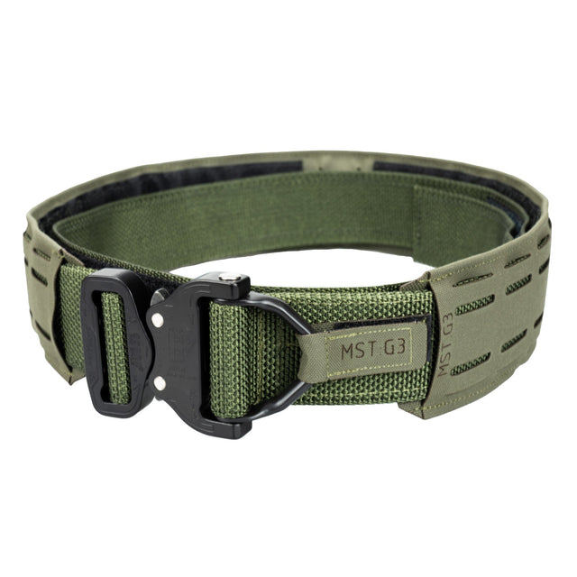 MilSpec Tailor Laser Cut Gen 3 War Belt in Ranger Green from the front