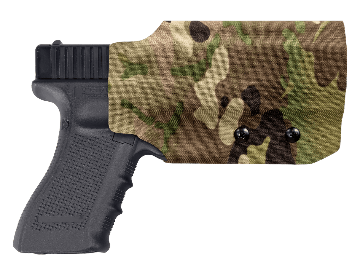 Kydex Customs Pro Series Glock Holster in MultiCam on transparent background from the side