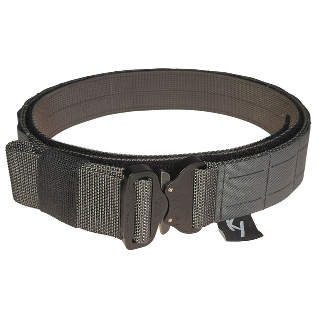 Kydex Customs 2" MOLLE Shooter Belt in Wolf Grey from the front on white background